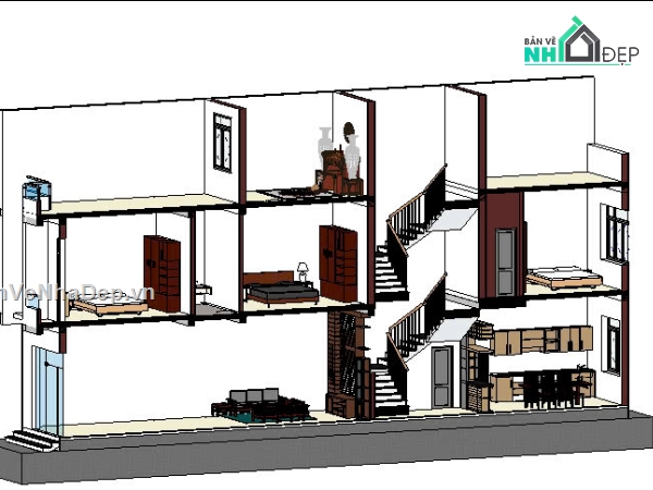 nhà phố 3 tầng,nhà 3 tầng,nhà kích thước 5 x 20m