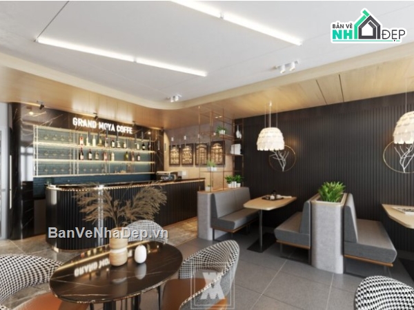 sketchup quán cafe,quán cafe sketchup,file sketchup quán cafe