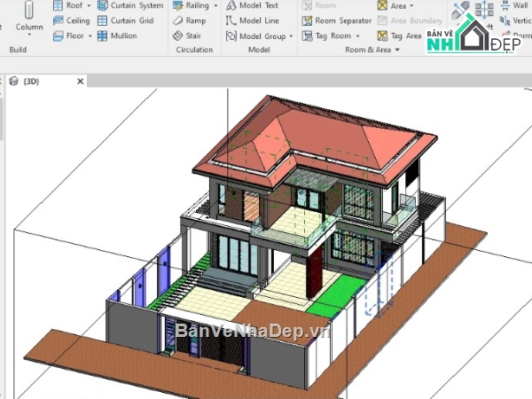 biệt thự 2 tầng,revit biệt thự 2 tầng,file revit biệt thự 2 tầng