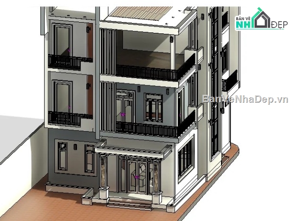 nhà phố 3 tầng,file revit nhà phố 3 tầng,revit nhà phố 3 tầng