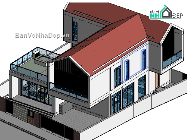 biệt thự 2 tầng,revit biệt thự 2 tầng,biệt thự 2 tầng revit