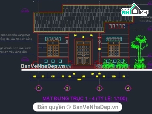 nhà cấp 4,nhà cấp 4 đẹp,biệt thự 1 tầng,nhà cấp 4 nông thôn,bản vẽ chi tiết nhà cấp 4