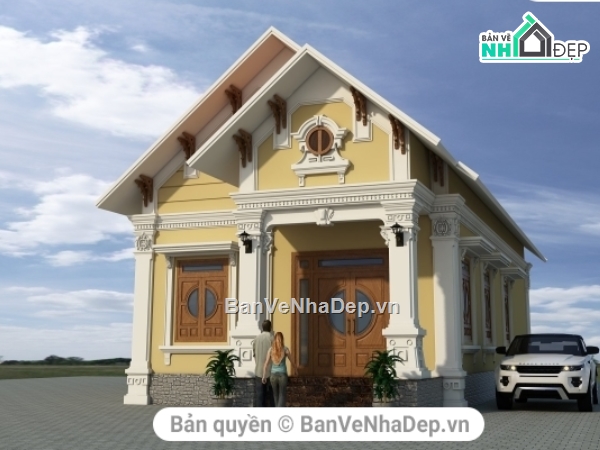 bản vẽ nhà phố 1 tầng,thiết kế nhà 1 tầng,nhà 1 tầng 9x17m