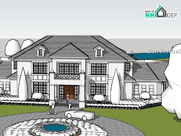 Biệt thự 2 tầng,model su biệt thự 2 tầng,biệt thự 2 tầng file su