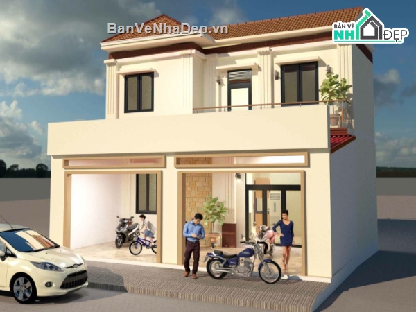 Biệt thự 2 tầng,Model su biệt thự 2 tầng,biệt thự 2 tầng file su