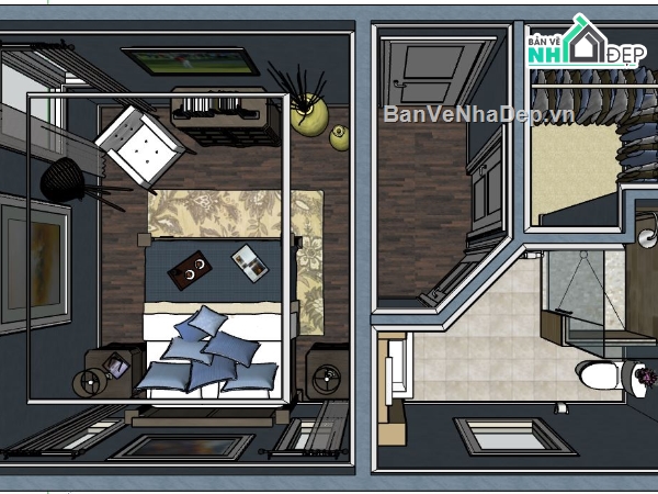 phòng hiện đại,model phòng ngủ hiện đại,sketchup nội thất phòng ngủ
