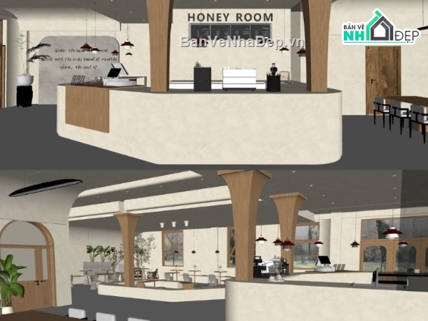 phối cảnh quán cafe,thiết kế nội thất cafe,nội thất quán cafe