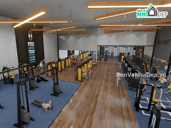 nội thất phòng gym,mẫu phòng tập gym,nội ngoại thất phòng gym,phòng tập gym - yoga,phòng gym 2 tầng,phòng gym 30x40m