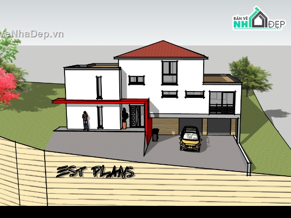 biệt thự 2 tầng,model su biệt thự 2 tầng,biệt thự 2 tầng sketchup,file su biệt thự 2 tầng