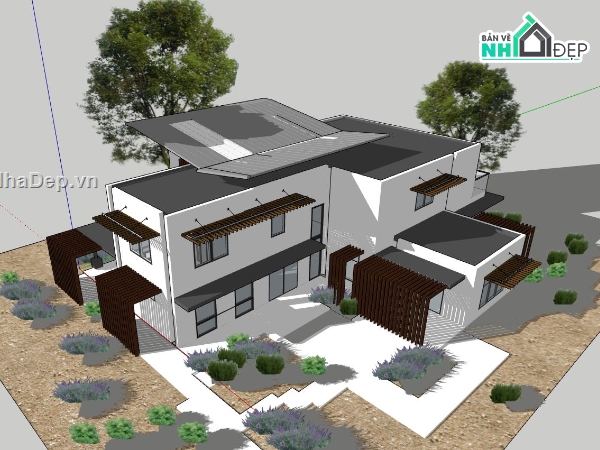 biệt thự 2 tầng,Sketchup biệt thự hiện đại,biệt thự  tầng,biệt thự hiện đại