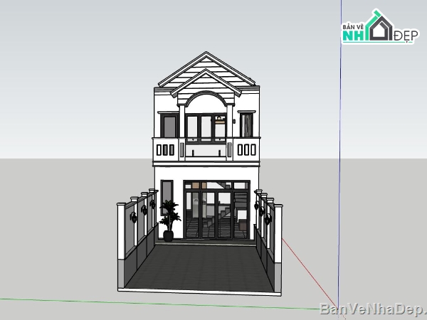 Nhà phố 2 tầng,sketchup nhà phố 2 tầng,file su nhà phố 2 tầng