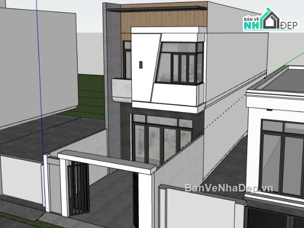 Nhà phố 2 tầng,file su nhà phố 2 tầng,sketchup nhà phố 2 tầng