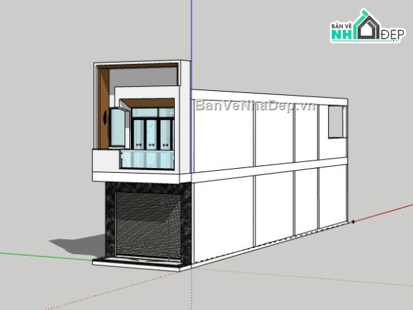 Nhà phố 2 tầng,model su nhà phố 2 tầng,sketchup nhà phố 2 tầng