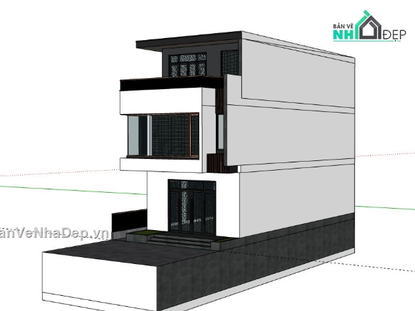 Nhà phố 3 tầng,model su nhà phố 3 tầng,model sketchup nhà phố 3 tầng