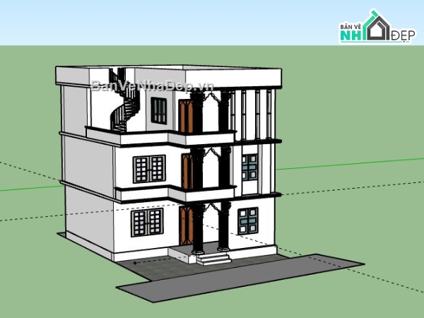 Nhà phố 3 tầng,model su nhà phố 3 tầng,nhà phố 3 tầng file su