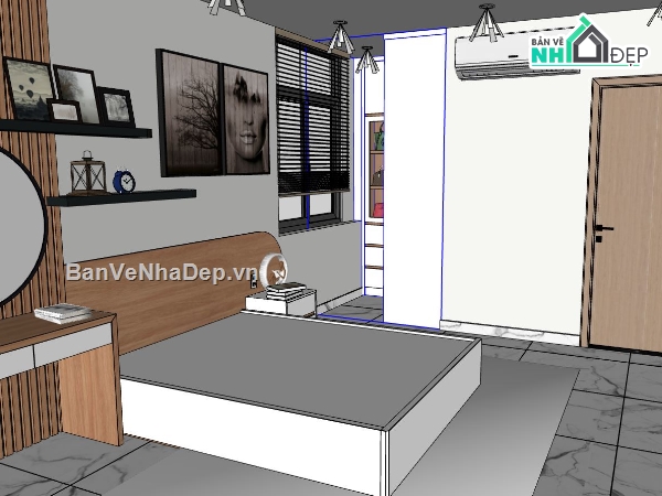nội thất phòng ngủ,mẫu phòng ngủ,Sketchup mẫu nội thất