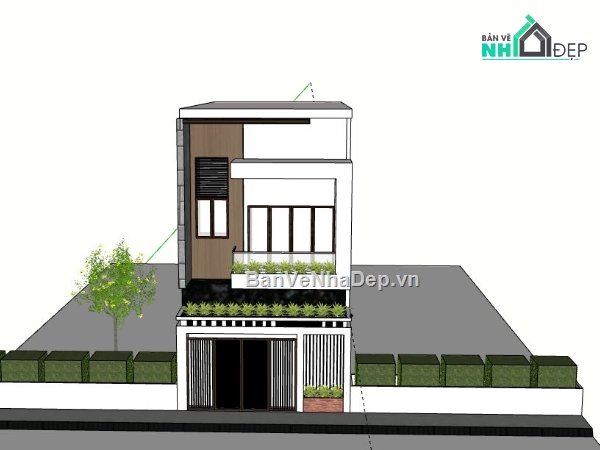 Nhà phố 3 tầng,Model su nhà phố 3 tầng,nhà phố 3 tầng sketchup