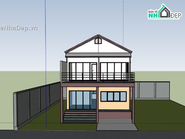 Biệt thự 2 tầng,file su biệt thự 2 tầng,biệt thự 2 tầng sketchup