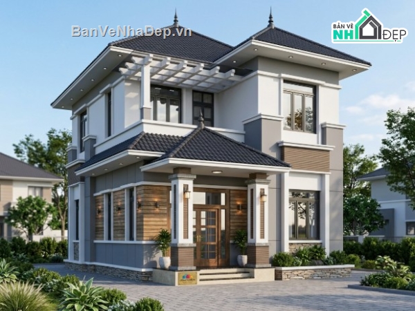 biệt thự 2 tầng,sketchup biệt thự 2 tầng,biệt thự 2 tầng sketchup