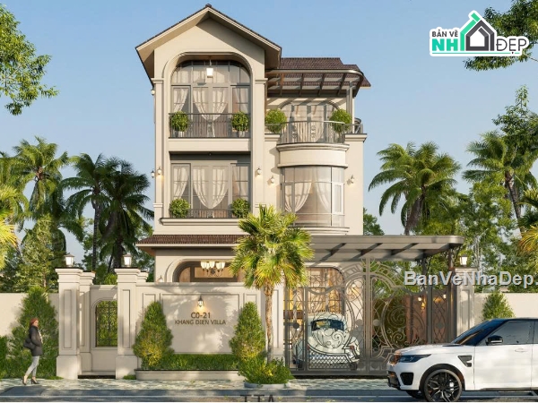 Sketchup biệt thự tân cổ,Sketchup biệt thự hiện đại,biệt thự tân cổ