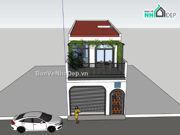 Nhà phố 2 tầng,Model su nhà phố 2 tầng,file su nhà phố 2 tầng