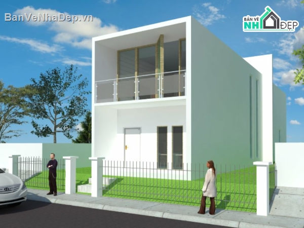 Nhà phố 2 tầng,model su nhà phố 2 tầng,sketchup nhà phố 2 tầng