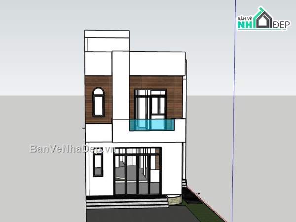 Nhà phố 2 tầng,Model su nhà phố 2 tầng,sketchup nhà phố 2 tầng