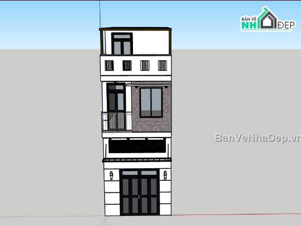 Nhà phố 3 tầng,Model su nhà phố 3 tầng,nhà phố