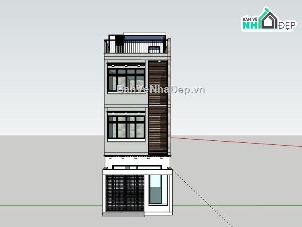 Nhà phố 3 tầng,File su nhà phố 3 tầng,sketchup nhà phố 3 tầng