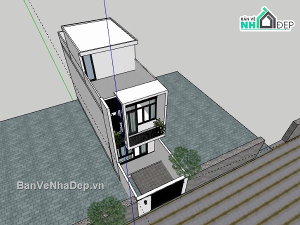 Nhà phố 3 tầng,Model su nhà phố 3 tầng,nhà phố 3 tầng file su
