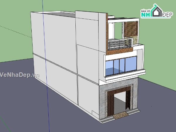 Nhà phố 3 tầng,File su nhà phố 3 tầng,sketchup nhà phố 3 tầng