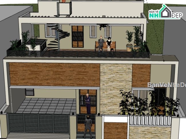 Nhà phố 2 tầng,file su nhà phố 2 tầng,sketchup nhà phố 2 tầng,nhà phố 2 tầng model su