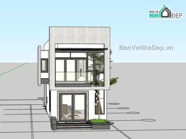 Nhà phố 2 tầng,File su nhà phố 2 tầng,sketchup nhà phố 2 tầng
