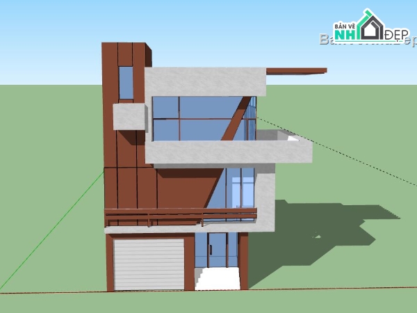 nhà phố 3 tầng,Sketchup nhà 3 tầng,file su nhà phố 3 tầng