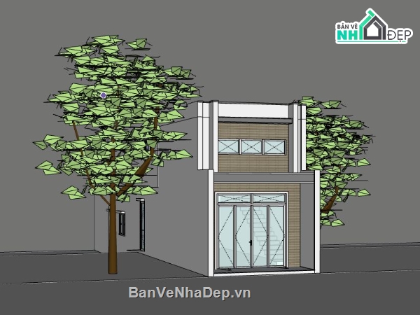 Nhà phố 1 tầng,model su nhà phố 1 tầng,sketchup nhà phố 1 tầng