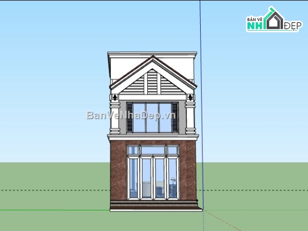 Nhà phố 2 tầng,model su nhà phố 2 tầng,sketchup nhà phố 2 tầng