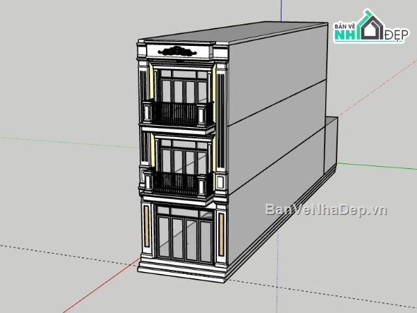 Nhà phố 2 tầng,model su nhà phố 2 tầng,file sketchup nhà phố 2 tầng