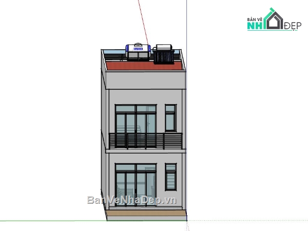 Nhà phố 2 tầng,model su nhà phố 2 tầng,sketchup nhà phố 2 tầng