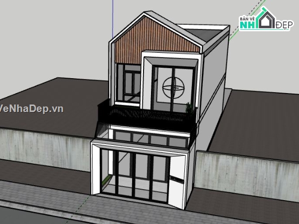 Nhà phố 2 tầng,model su nhà phố 2 tầng,file sketchup nhà phố 2 tầng