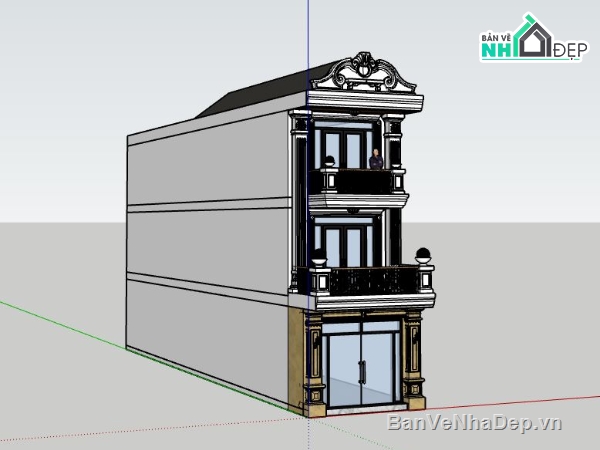 Nhà phố 3 tầng,model su nhà phố 3 tầng,file su nhà phố 3 tầng