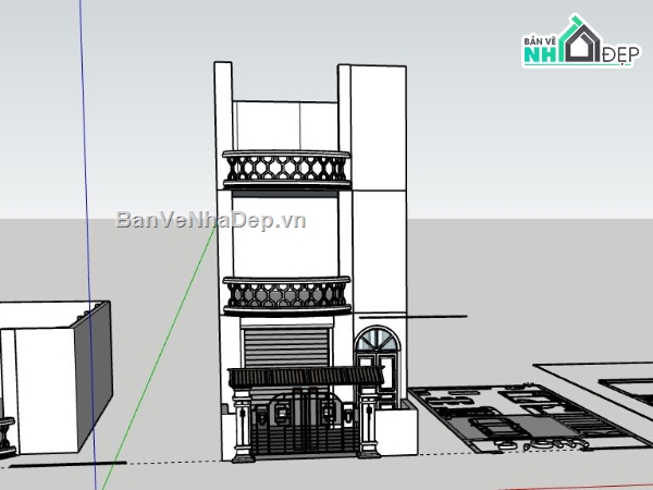 Nhà phố 3 tầng,Model su nhà phố 3 tầng,nhà phố 3 tầng file su