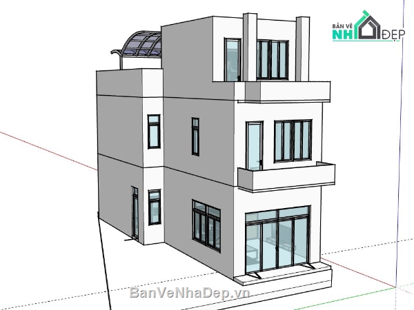 Nhà phố 3 tầng,Model su nhà phố 3 tầng,file su nhà phố 3 tầng