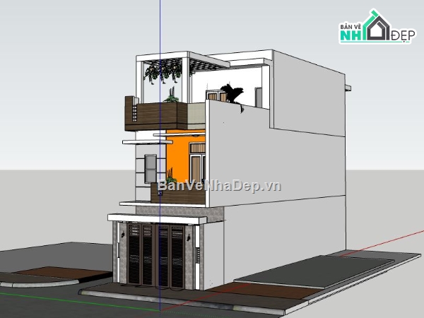 Nhà phố 3 tầng,model su nhà phố 3 tầng,Nhà 3 tầng đẹp