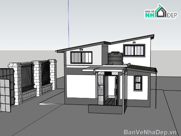 nhà cấp 4,nhà cấp 4 đơn giản,sketchup nhà cấp 4