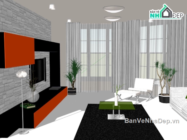 nội thất phòng khách,phòng khách 3d,Sketchup