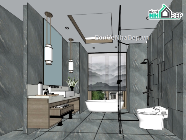file su phòng tắm hiện đại,mẫu 3d phòng tắm hiện đại,nội thất phòng tắm sketchup