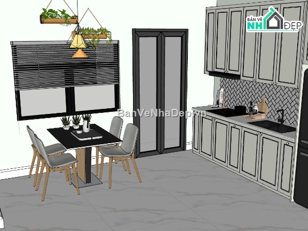 phòng bếp,Sketchup bếp,nội thất phòng bếp
