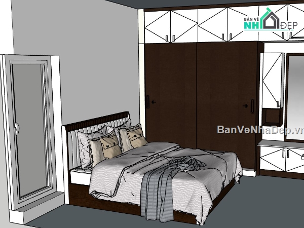 thiết kế phòng ngủ hiện đại,sketchup Phòng ngủ hiện đại,Phòng ngủ,su phòng ngủ