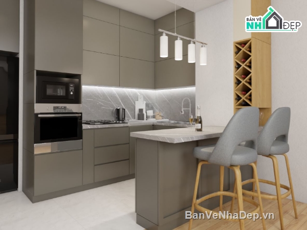 nội thất căn bếp,dựng sketchup nội thất bếp ăn,thiết kế nội thất