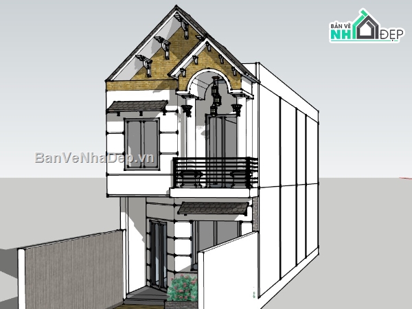 model su nhà phố,su nhà phố,file sketchup nhà phố